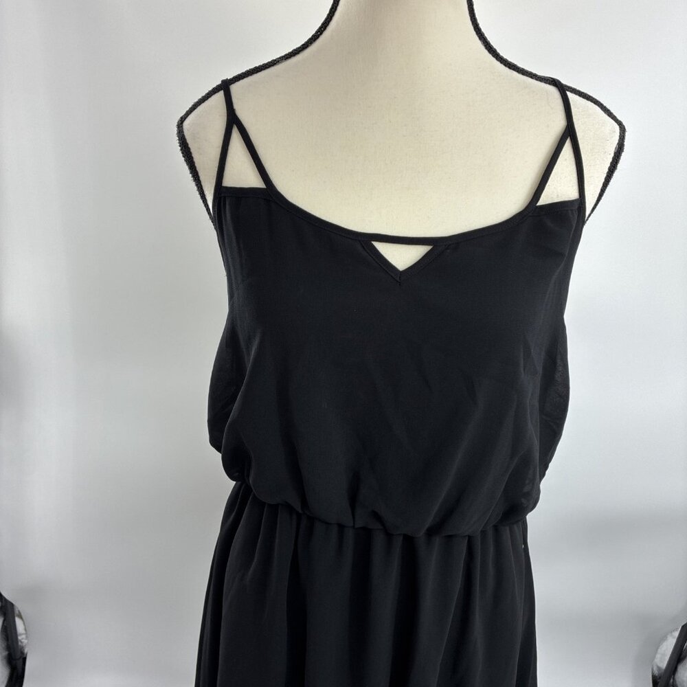 Guess Womens L Black Chiffon Dress Sleeveless Strappy Asymmetrical Hem - Picture 3 of 11